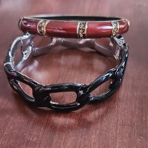 Red and Black Bangle Bracelet Set